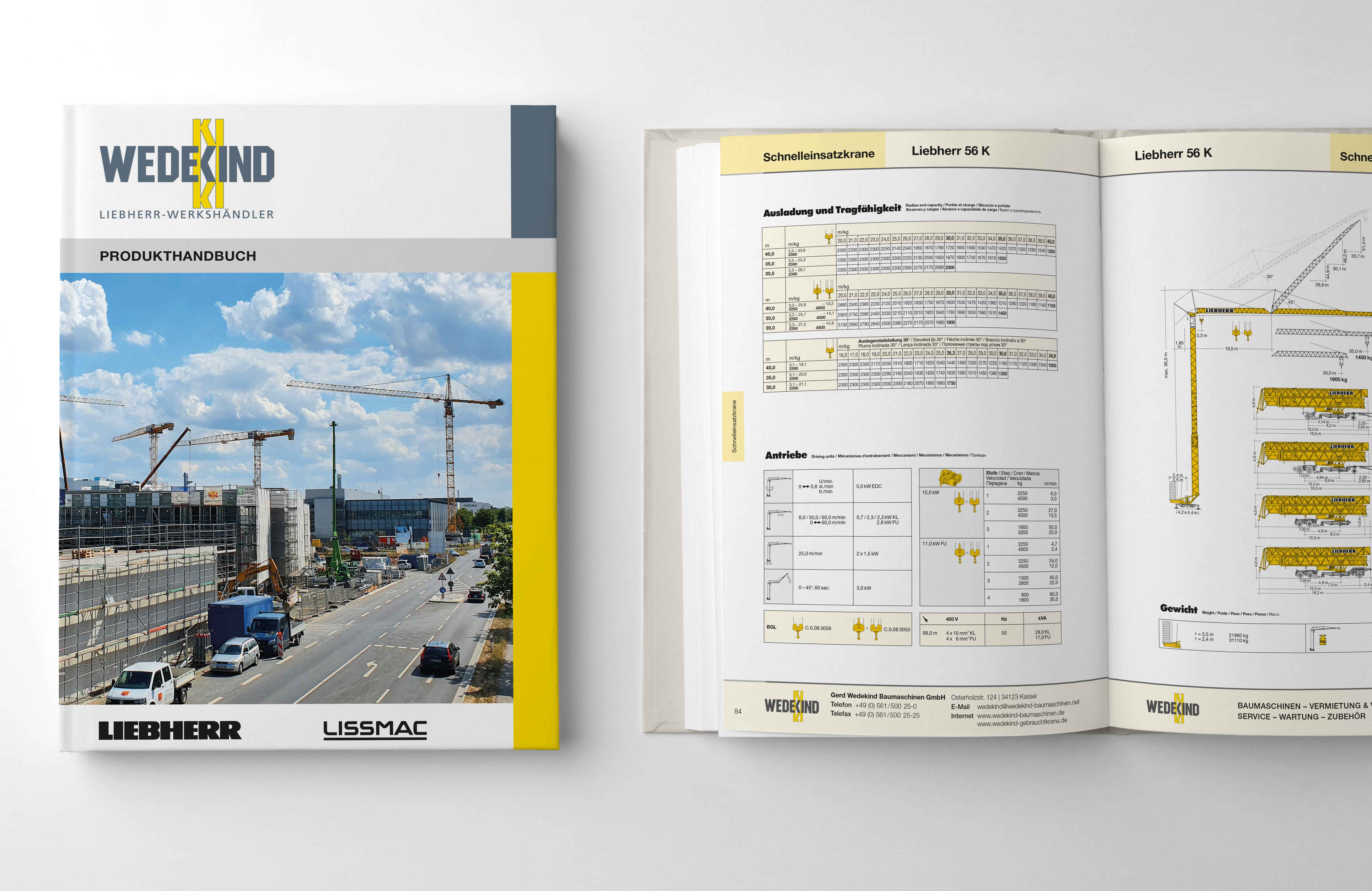 Printdesign Katalog Wedekind Kran Lieberherr Produktkatalog Lissmac mit über 400 Seiten