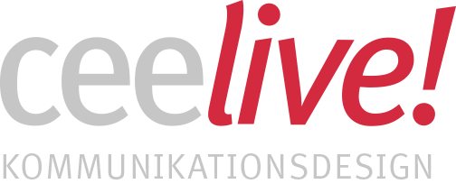 ceelive Logo Kommunikationsdesign grau rot